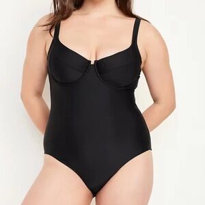 Old Navy Black Jack Sweetheart Neckline Underwire One-Piece Swimsuit XL Beach